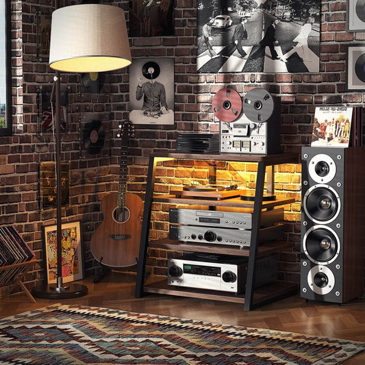 4-Tier AV Media Stand with Power Outlet, 31'' Height