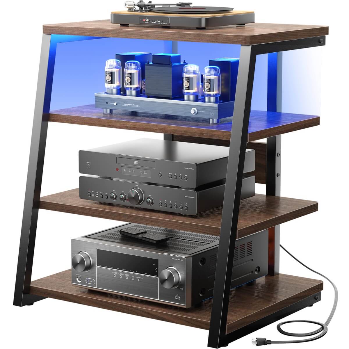 4-Tier AV Media Stand with Power Outlet, 31'' Height