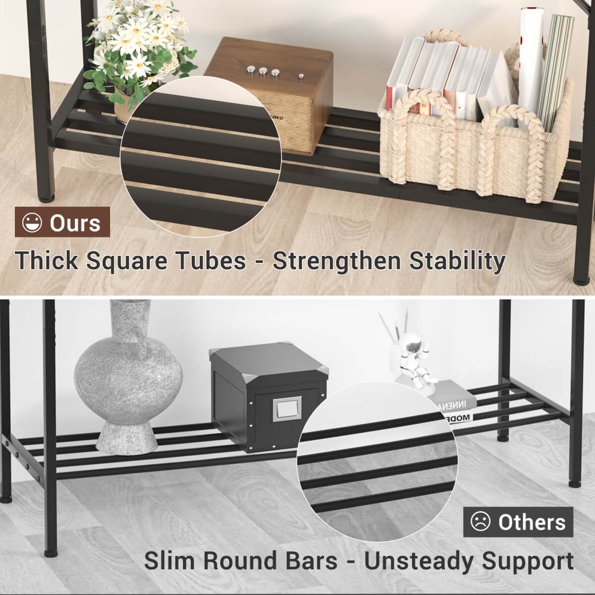 39" Narrow Console Table with Power Strip and Shelf