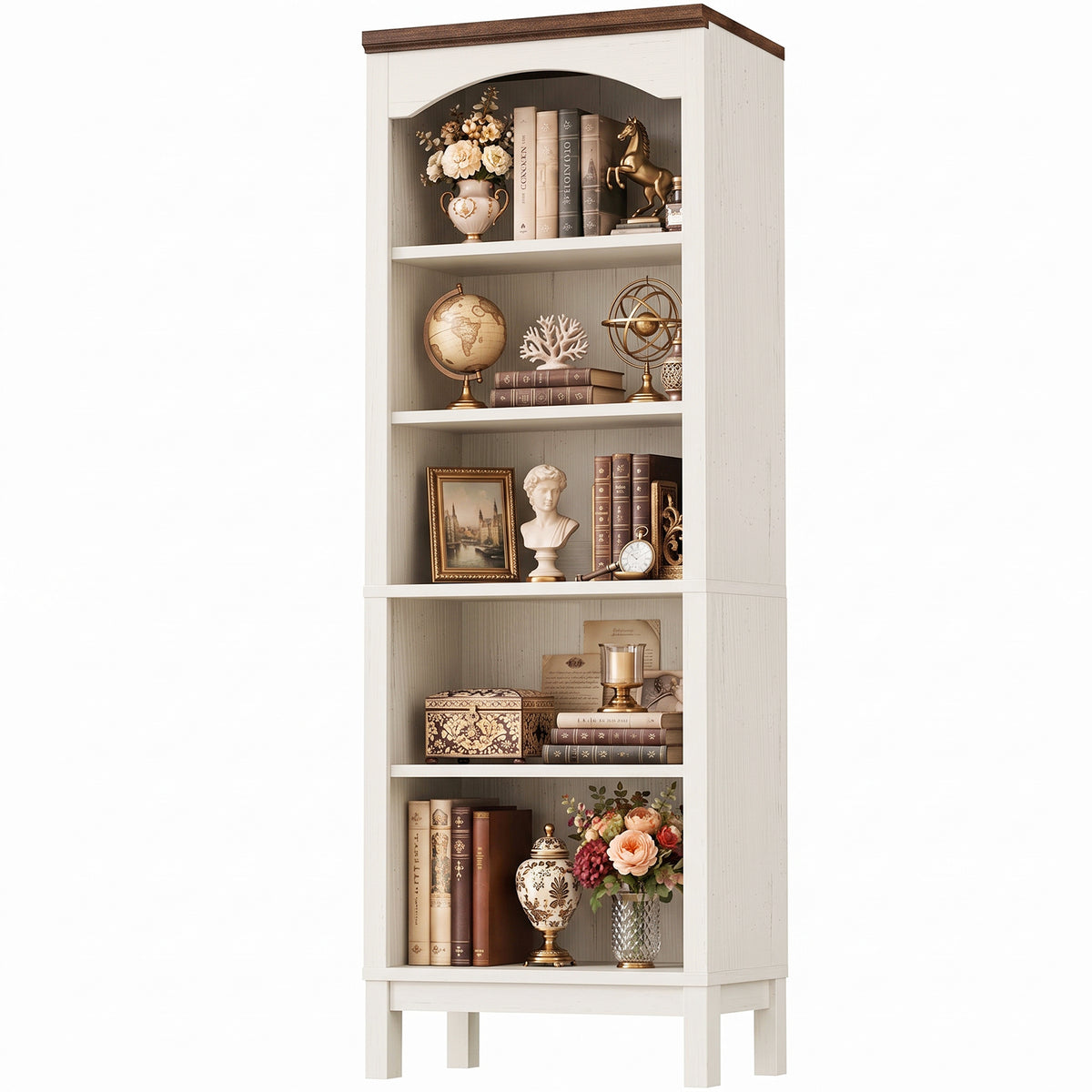 6 Tier Arched Bookshelf, 23.7" Wide