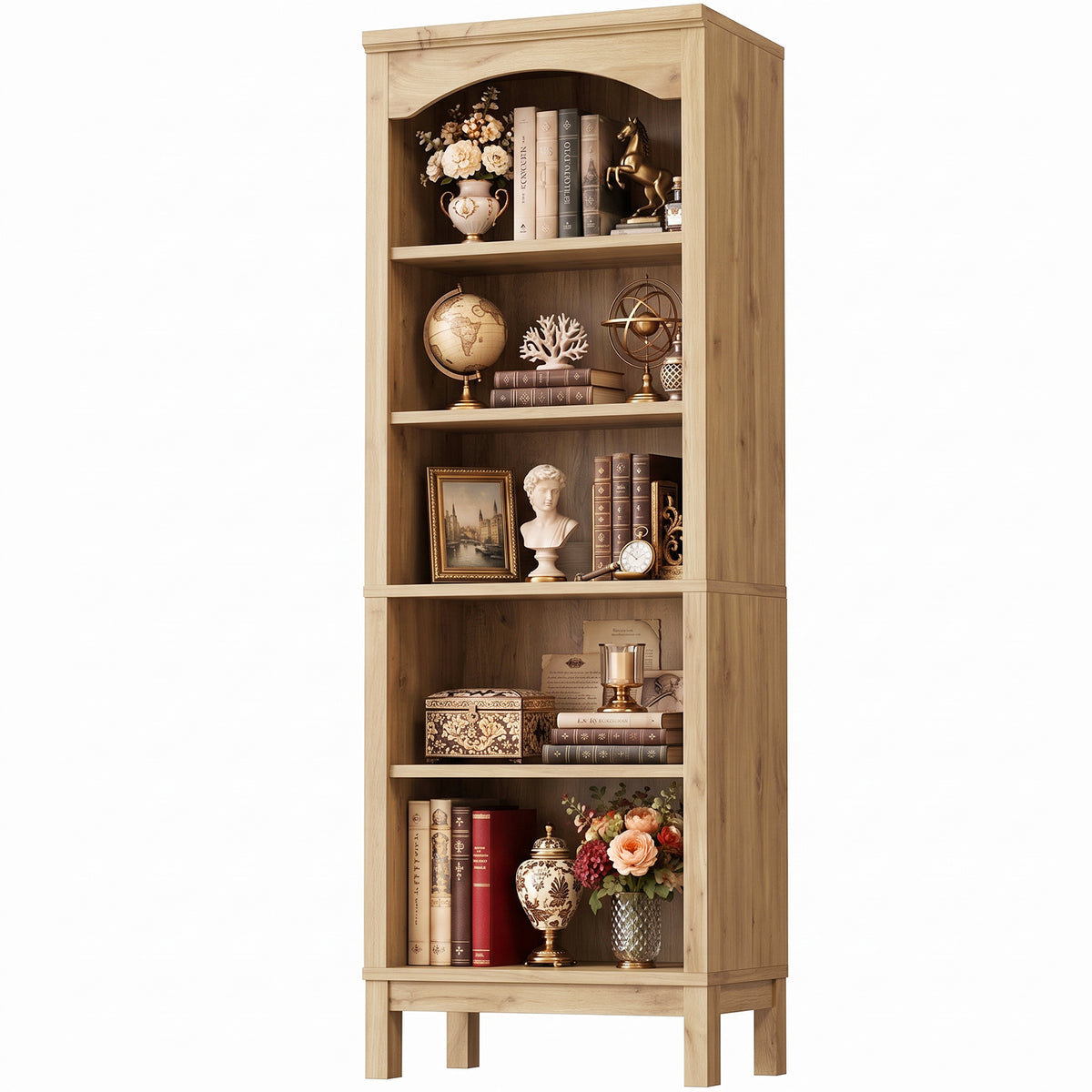 6 Tier Arched Bookshelf, 23.7" Wide