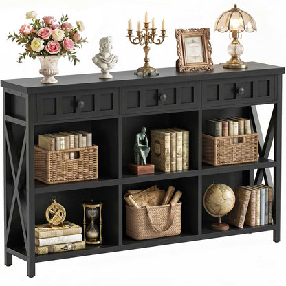 6 Cube Storage Organizer Bookcase, Cube Bookshelf with Drawers 47"