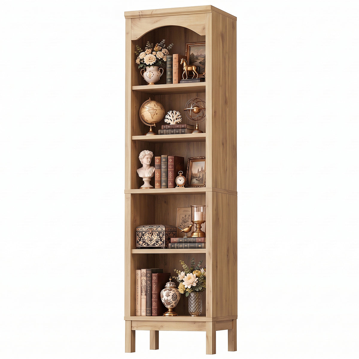 6 Tier Arched Bookshelf, 23.7" Wide