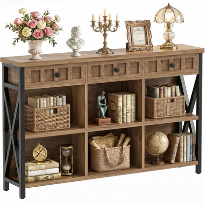 6 Cube Storage Organizer Bookcase, Cube Bookshelf with Drawers 47"