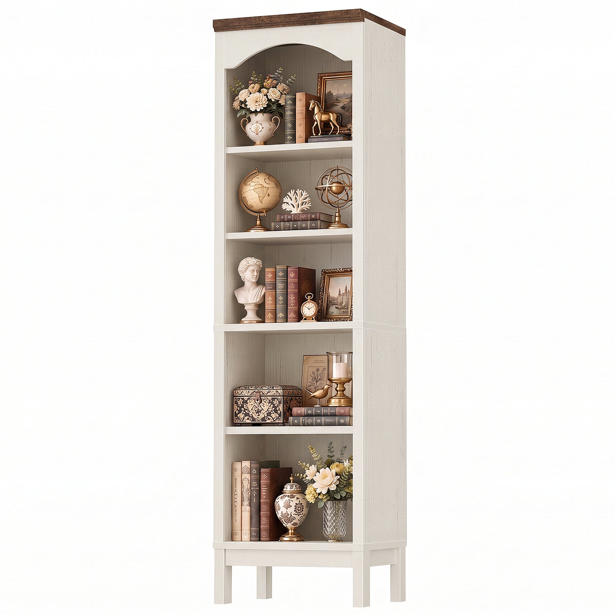 6 Tier Arched Bookshelf, 23.7" Wide
