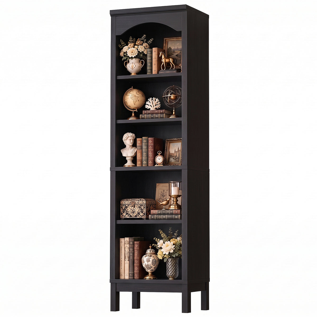 6 Tier Arched Bookshelf, 23.7" Wide