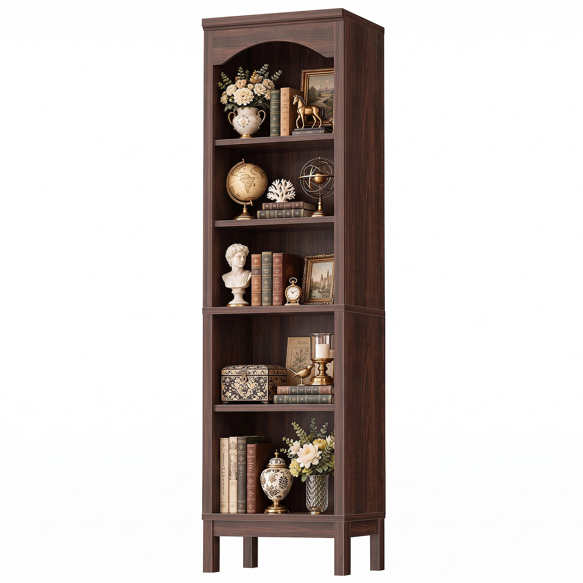 6 Tier Arched Bookshelf, 23.7" Wide