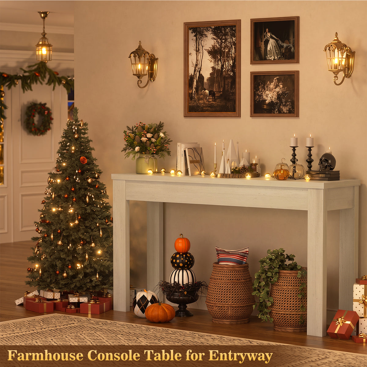Console Table for Entryway, Farmhouse Sofa Tables Narrow Long