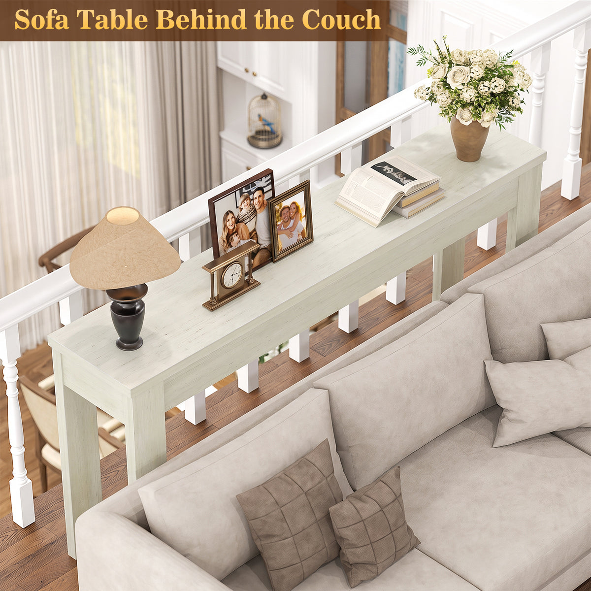 Console Table for Entryway, Farmhouse Sofa Tables Narrow Long