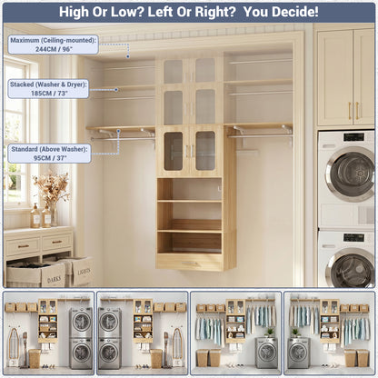 96" Wall Mounted Laundry Room Organization with Doors