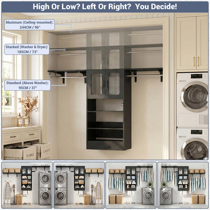 96" Wall Mounted Laundry Room Organization with Doors