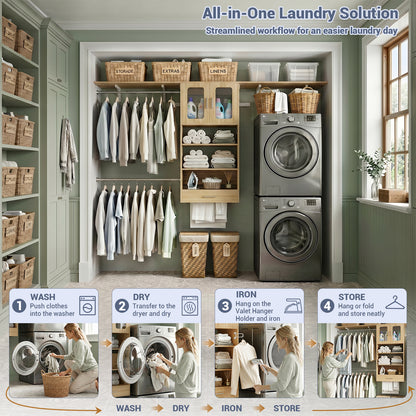 96" Wall Mounted Laundry Room Organization with Doors