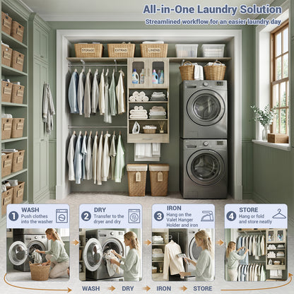 96" Wall Mounted Laundry Room Organization with Doors
