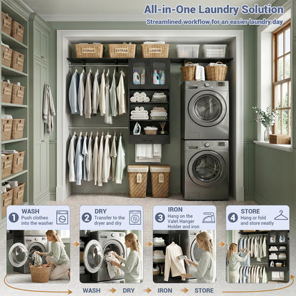 96" Wall Mounted Laundry Room Organization with Doors