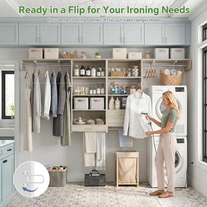 120" Large Laundry Room Organization Set with Pull-Out Drawer/Stand Shelf