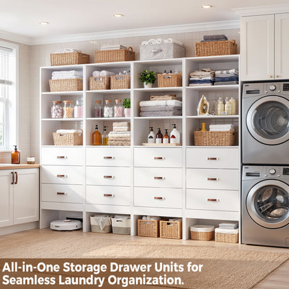 Freestanding 2FT Closet System with Leather Handles, 24" Walk-in Closets Storage Unit with Cabinet, Set of 4