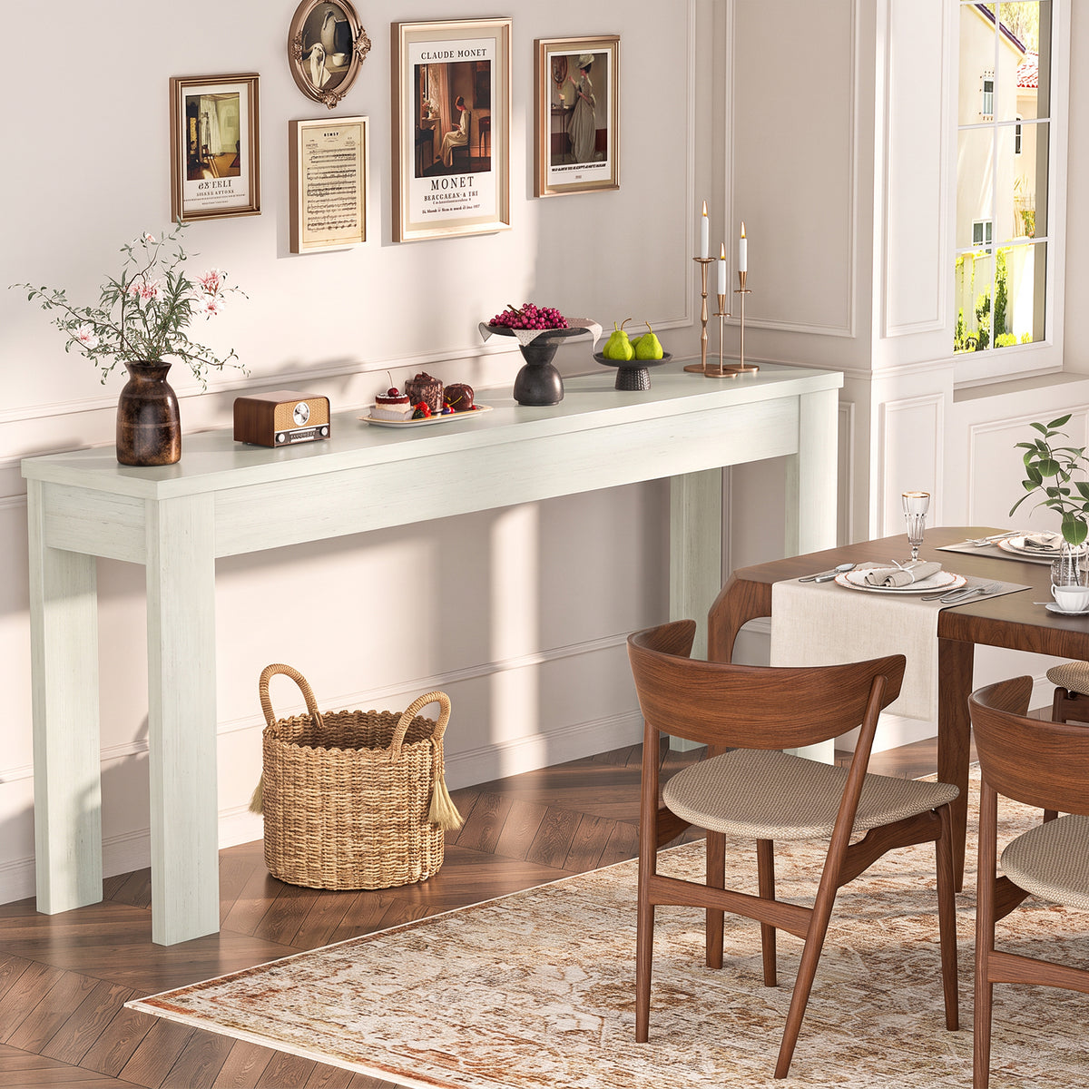 Console Table for Entryway, Farmhouse Sofa Tables Narrow Long