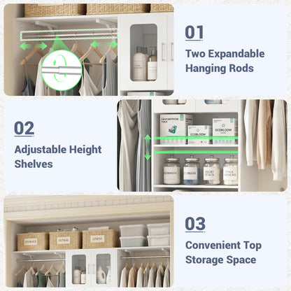 96" Wall Mounted Laundry Room Organization with Doors