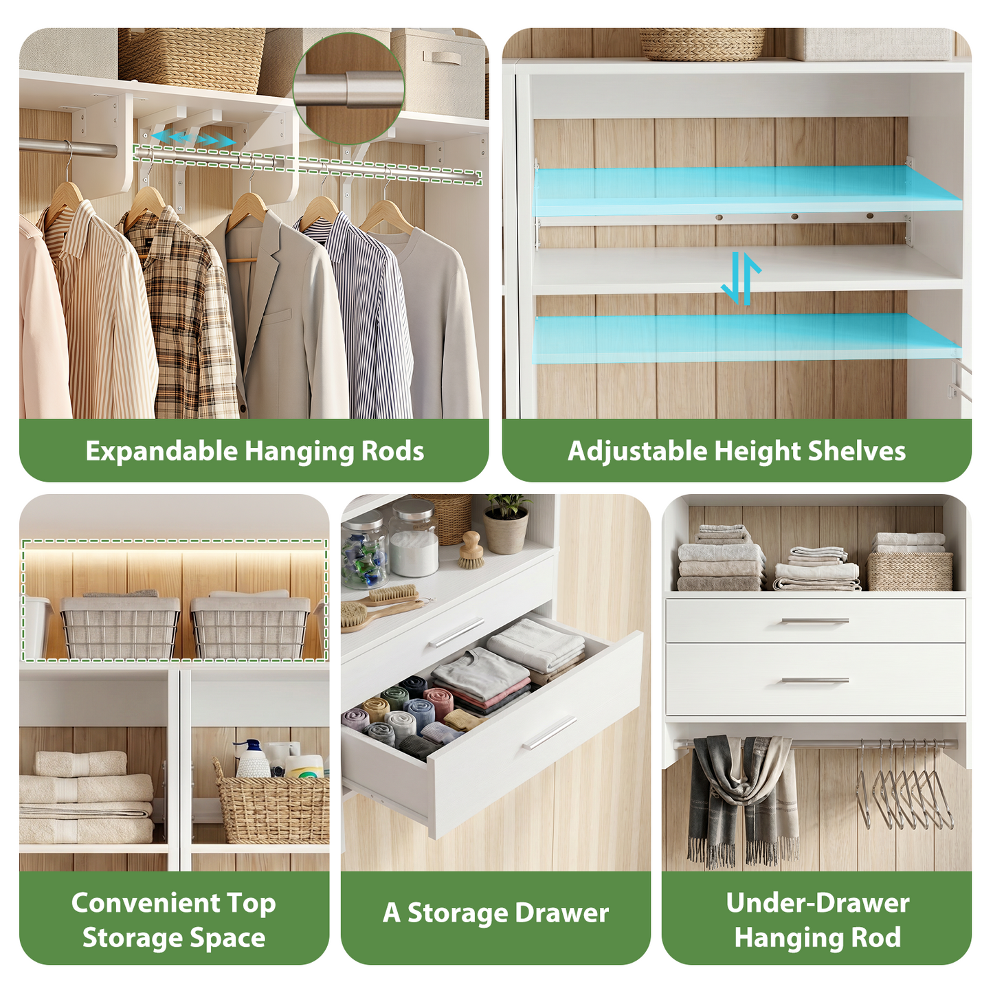 120" Large Laundry Room Organization Set with Pull-Out Drawer/Stand Shelf