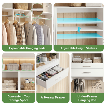 120" Large Laundry Room Organization Set with Pull-Out Drawer/Stand Shelf