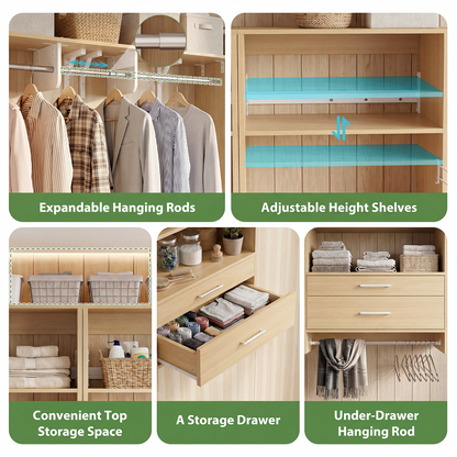 120" Large Laundry Room Organization Set with Pull-Out Drawer/Stand Shelf