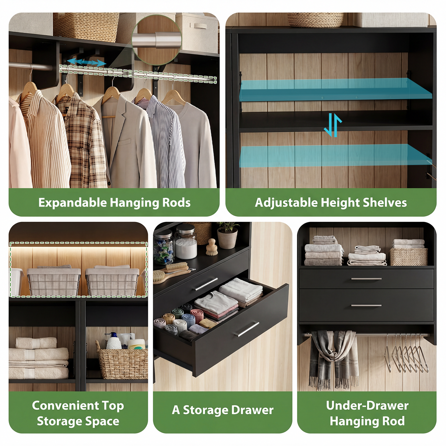 120" Large Laundry Room Organization Set with Pull-Out Drawer/Stand Shelf