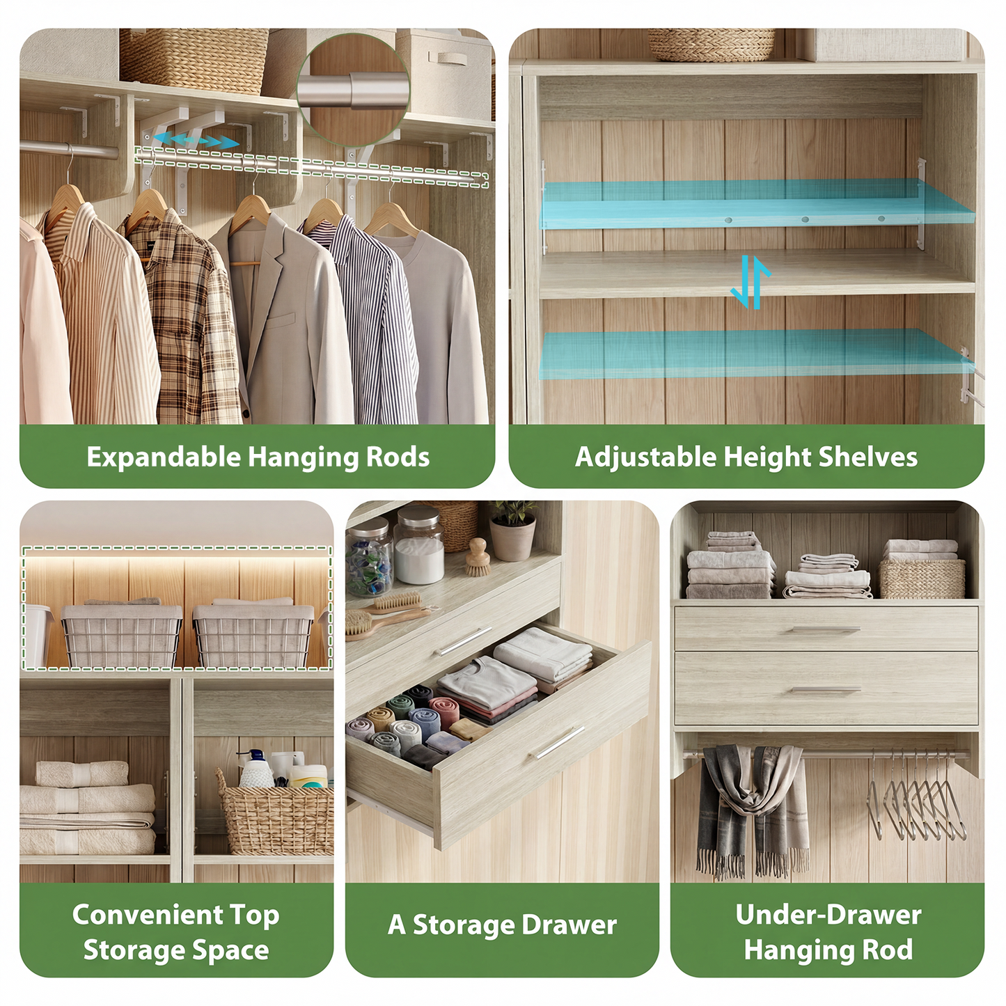 120" Large Laundry Room Organization Set with Pull-Out Drawer/Stand Shelf