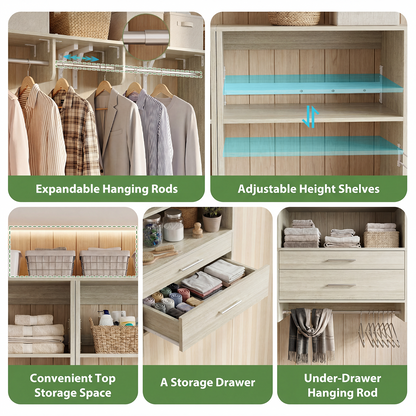 120" Large Laundry Room Organization Set with Pull-Out Drawer/Stand Shelf