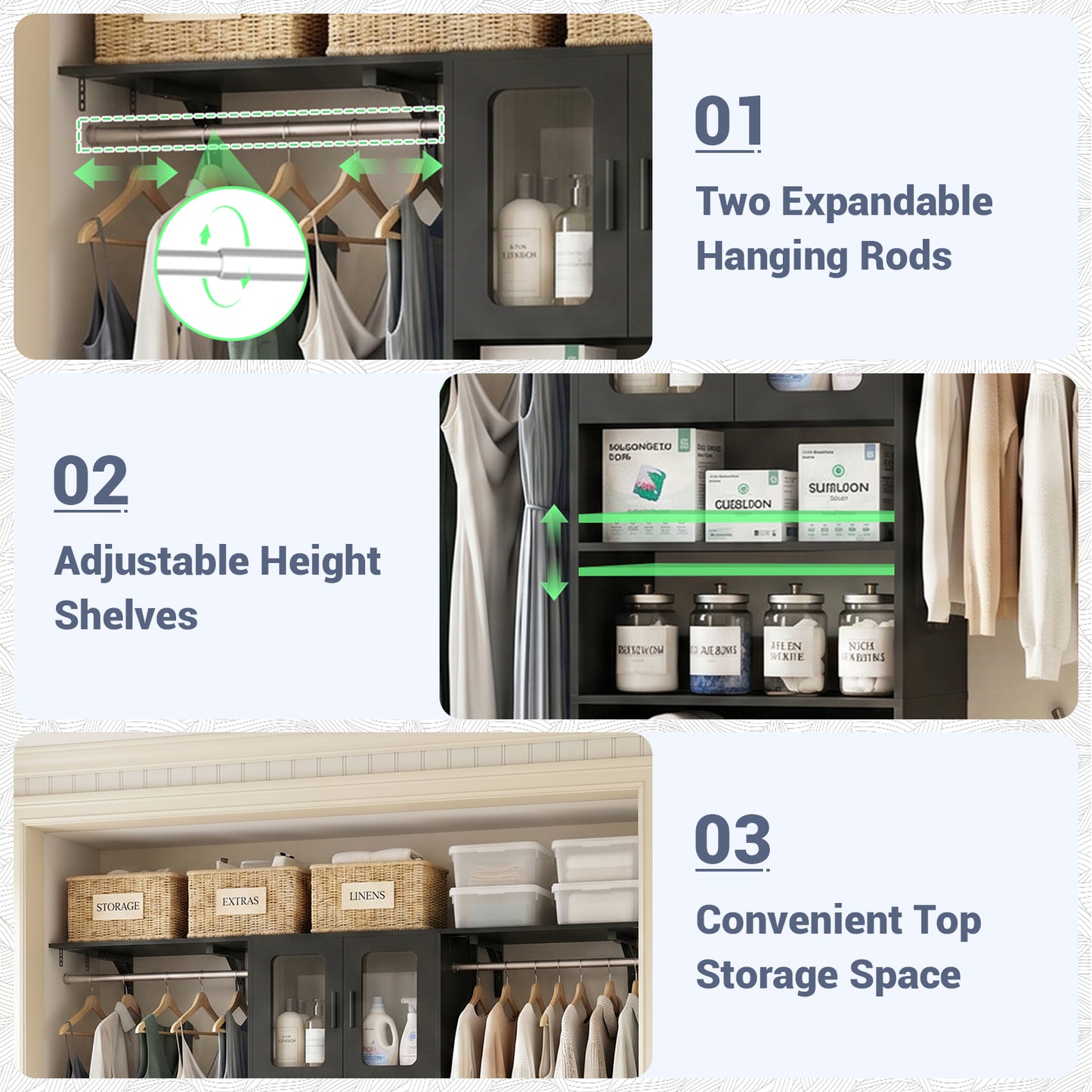96" Wall Mounted Laundry Room Organization with Doors