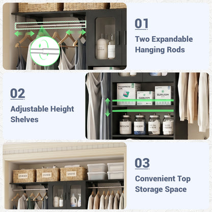 96" Wall Mounted Laundry Room Organization with Doors