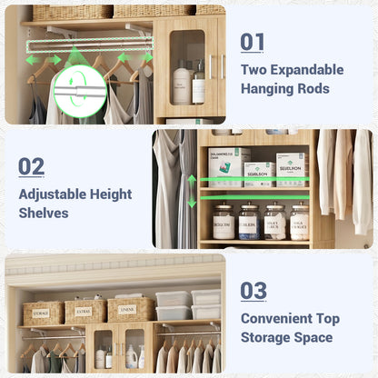 96" Wall Mounted Laundry Room Organization with Doors