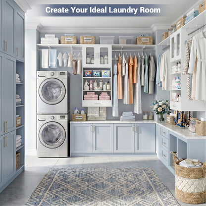 96" Wall Mounted Laundry Room Organization with Doors