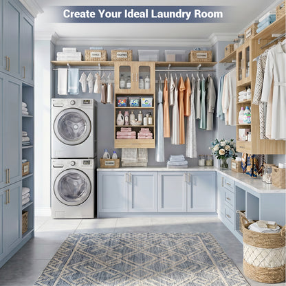 96" Wall Mounted Laundry Room Organization with Doors