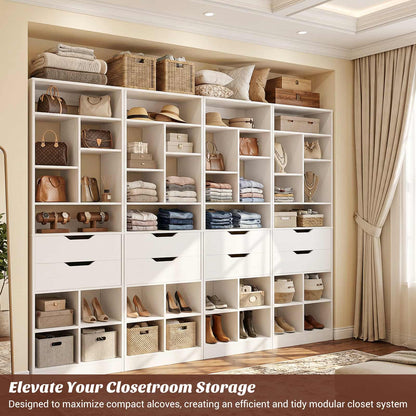9-Tier Tall Bookshelf with 8 Drawers, 79.7" Narrow Bookcase Set of 4