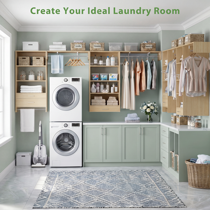 120" Large Laundry Room Organization Set with Pull-Out Drawer/Stand Shelf
