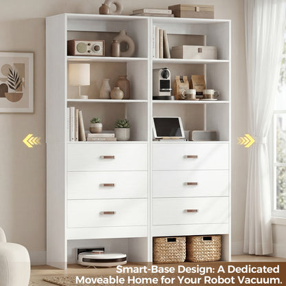 Freestanding 2FT Closet System with Leather Handles, 24" Walk-in Closets Storage Unit with Cabinet