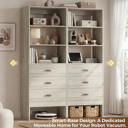 Freestanding 2FT Closet System with Leather Handles, 24" Walk-in Closets Storage Unit with Cabinet