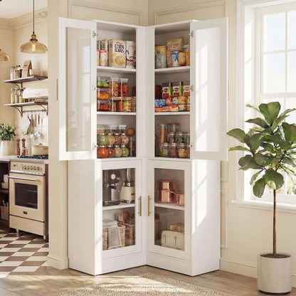 Corner Pantry Cabinet with Doors, 70" Tall Corner Storage Cabinet
