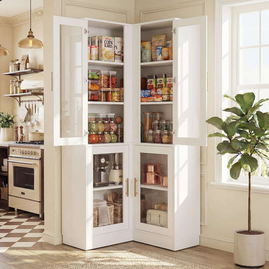 Corner Pantry Cabinet with Doors, 70" Tall Corner Storage Cabinet