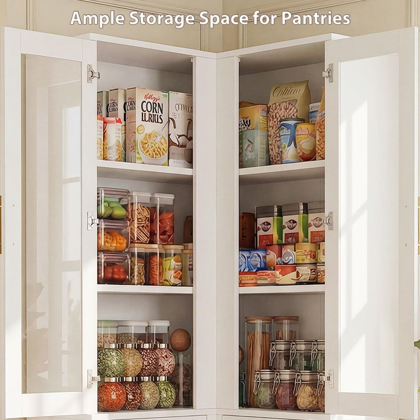 Corner Pantry Cabinet with Doors, 70" Tall Corner Storage Cabinet