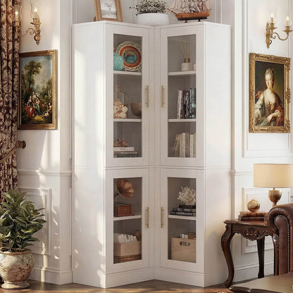 Corner Pantry Cabinet with Doors, 70" Tall Corner Storage Cabinet