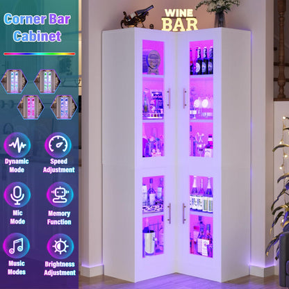 Corner Pantry Cabinet with Doors, 70" Tall Corner Storage Cabinet