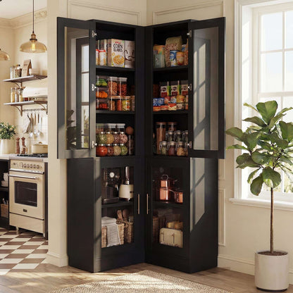 Corner Pantry Cabinet with Doors, 70" Tall Corner Storage Cabinet