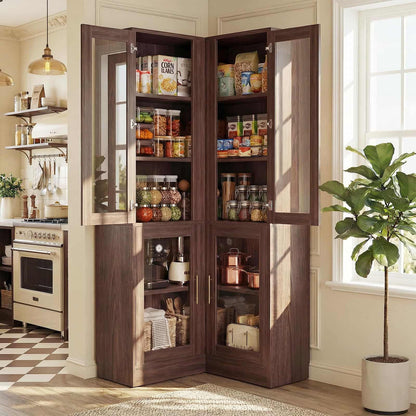 Corner Pantry Cabinet with Doors, 70" Tall Corner Storage Cabinet