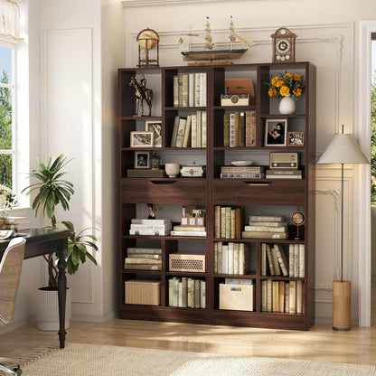 73.6" Tall Narrow Bookshelf with Drawer for Display, 19.7" Wide
