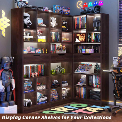 73.6" Tall Narrow Bookshelf with Drawer for Display, 19.7" Wide