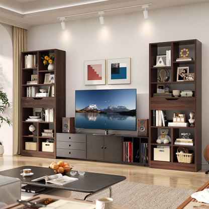 73.6" Tall Narrow Bookshelf with Drawer for Display, 19.7" Wide