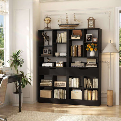 7-Tier Tall Bookshelf with Drawer, 63" Narrow Freestanding Bookcase, for Living Room, Home Office Bedroom