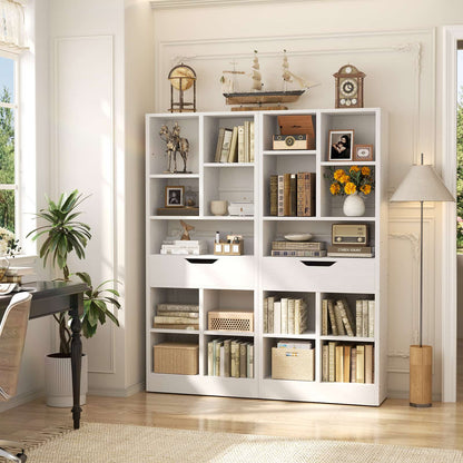 7-Tier Tall Bookshelf with Drawer, 63" Narrow Freestanding Bookcase, for Living Room, Home Office Bedroom