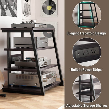 4-Tier AV Media Stand with Power Outlet, 31'' Height